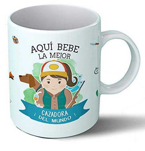 Planetacase - Taza Cazadora - Regalo Original Cazadores - Cerámica 330 mL - Taza Desayuno Apta para Microondas y Lavavajillas - Resistente a Lavados