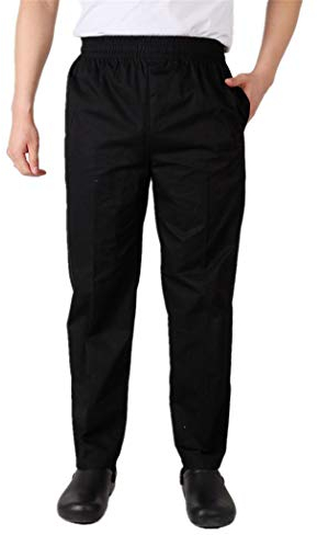 Sawanica Pantalones de Chef Pantalón de Trabajo Negro