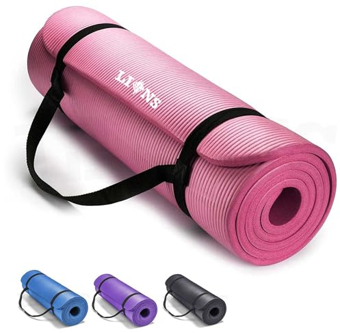 Lions Yoga Mat 10MM Thick - 183cm x 60cm Multi Purpose Yoga Matt for Men Women, Non Slip NBR Foam Exercise Mat with Carry Strap, Perfect for Pilates, Stretching, Home Gym Exercise