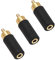 VCE - Adattatore da Jack Mono Femmina 3,5 mm a RCA Maschio, Placcato in Oro, Confezione da 3