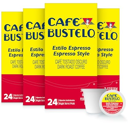 Café Bustelo Espresso Style Dark Roast, Single Serve Coffee Pods, 24 Count (Pack of 4)