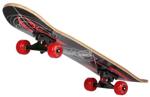 Skateboard Erwachsene mit ABEC-9 Kugellager. Aus Holz Gemacht. Moderne Grafiken. Sportgeräte für Skatepark und für Tricks auf der Rampe. 80 * 20 cm. (ROT)