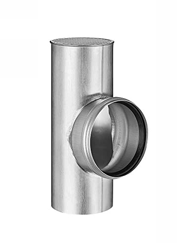 Titanzink Flachdach-Abzweig rund HT/KG Ø75 an Fallrohr DN80