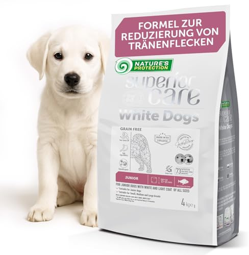Nature's Protection Superior Care Welpen-Trockenfutter, Weißfisch 4 kg | Gesundes Wachstum & sanfte Verdauung, Getreidefrei, Große Kroketten, Junghunde, Weißes & helles Fell, Alle Rassen