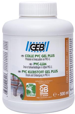 GEB Colle Gel Plus pour PVC Rigide Pression et évacuation Contact Eau Potable - Pot 500ml
