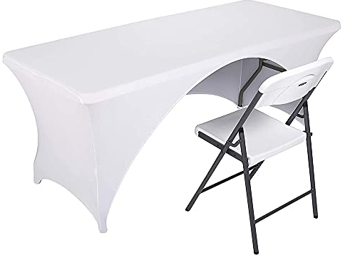 Namvo Stretch-Tischdecke, 1,8 m, mit offener Rückseite für rechteckige Tische, rechteckige Spandex-Tischdecke, vierfach eng anliegend, elastische Stretchhusse