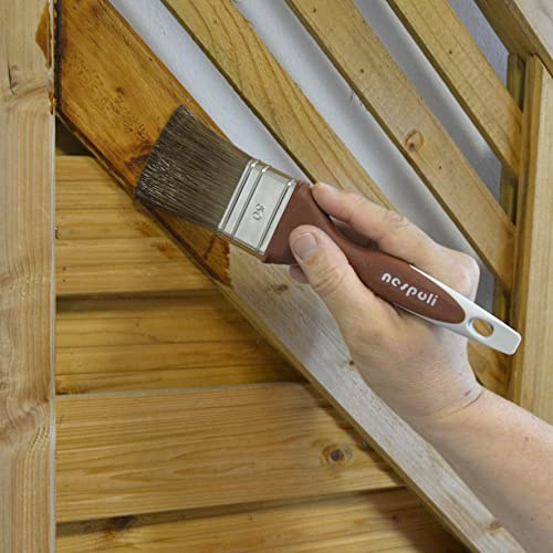 Nespoli FillPro® Wood Flachpinsel 50 mm mit praktischer FreshBox48® und komfortablen AirTouch®-Griff - geeignet für alle Lasuren und Holzschutzfarben, hohe Reichweite