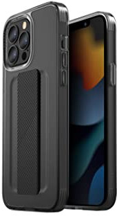 UNIQ Helidro Robuste Schutzhülle mit Halteschlaufe und Gurt für iPhone 13 Pro, Schwarz