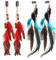 MWOOT 4 Stück Boho Federn Haarschmuck, Hippie Kopfschmuck mit Pfauenfedern, Clip-In Feder Haarspange für Damen Piraten Halloween Kostüm, Indianer Federschmuck Haarclips, Rot Feder Haarextensions