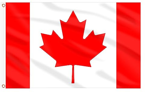 AhfuLife Grande Drapeau Canada 90×150cm, 2Pcs Drapeau Canadien Double Face avec œillets en Laiton en Polyester pour Jaridin Bar Américain Football 1er Juillet Fête Nationale