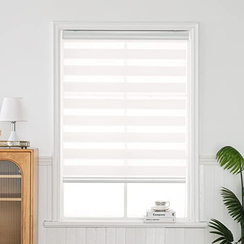 QiBoYuYe Day Night Rollo Zebra Rollos Verdunkelungsvorhang für Schlafzimmer Tür Fenster Aluminium Kassette lichtdurchlässige Vision Vorhänge (Weiß, Breite 110 cm x Höhe 150 cm)
