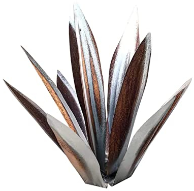 Liummrcy Antike Skulptur Metall Agave Pflanze Eisengartendekoration 35 cm Silber Tequila rustikal