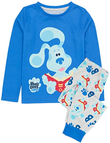 Blue’s Clues And You Pyjamas Kids | Children Toddlers Girls Boys Animated Blue Puppy Long Sleeve T-Shirt with Paw Print Grey Trousers | Educational Series Gifts
