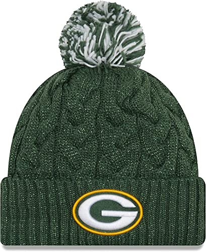 New Era Offizielle NFL-Mütze für Damen, mit Zopfmuster, Bommel, Green Bay Packers Green, Einheitsgröße