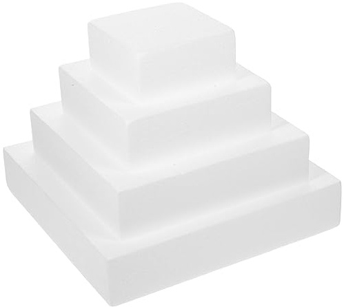 HEMOTON Styropor Torte Styroporscheiben Torten 4 Etagen Rechteckig Styropor Scheibe für Geburtstag Hochzeit Party Kuchen Torten DIY Bastelidee 4 Stück Weiß