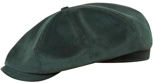 Sterkowski Shelby | 100% Baumwollkord Schiebermütze für Herren und Damen | Paperboy Cap Schirmmütze Flatcap Newsboy Ballonmütze Winter Gangster Baker Boy Baskenmütze Vintage Gatsby Flaschengrün 58 cm