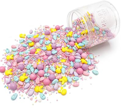 Hobbybäcker Streusel-Mix von Happy Sprinkles Ostern Don`t worry be hoppy, bunt, 90g, wunderhübsche Osterdeko | Österlicher Streuselmix mit Schokolade, für Torten, Cupcakes & Kekse, perfekt für Osterbrunch & Ostergebäck