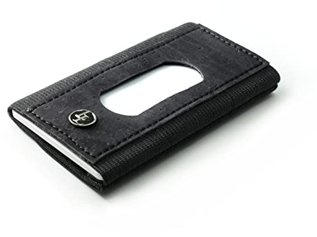 Locklair Slim Wallet für Herren, Mini Portemonnaie aus Textil, Dünner Kartenhalter, Männer Geldbörse vegan und nachhaltig, Kartenetui flach | The Swipe Wallet (Schwarz, 2 bis 6 Karten)