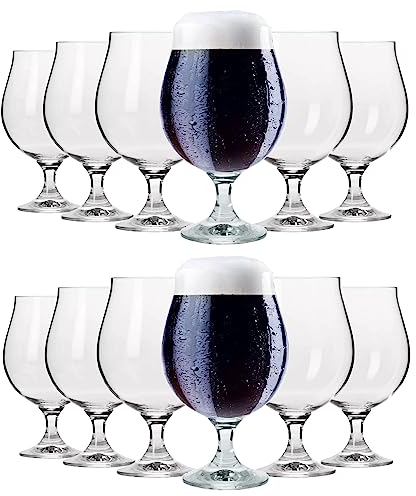 KIAPPO Biergläser Set für Dunkles Bier 500 ml - 12 Stück Gläser Set - Transparentes Glas - Kristallgläser - Geschenke für Männer - Spülmaschinenfest - 170 x 75 mm