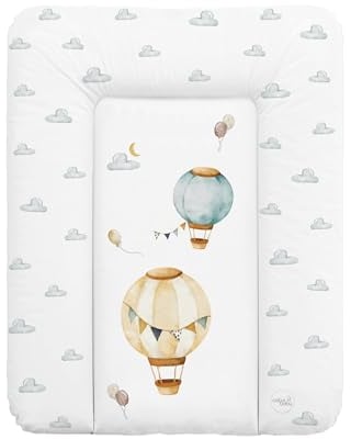 Ceba Baby® weiche Wickelauflage 50x70 cm - Baby Wickelunterlage - Wickeltischauflage für Junge und Mädchen - Wasserdicht, abwaschbar - OEKO-TEX® Standard 100 - Made in EU - Luftballons