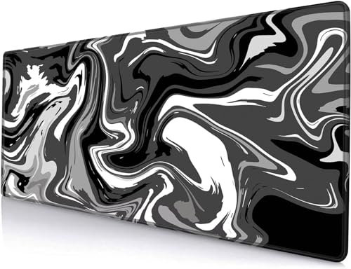 TengYuer XXL Alfombrilla Ratón Gaming 900x400x2mm Alfombrilla de Ratón Grande Negro Blanco Gris con Bordes Cosidos Base de Goma Antideslizante Alfombrilla Gaming para PC Ratón y Teclado
