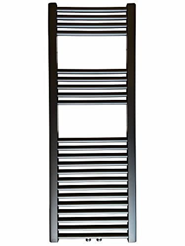 Badheizkörper SMYRNA Schwarz Matt 450 x 1500 mm. Gerade mit Mittelanschluss Handtuchtrockner Handtuchwärmer