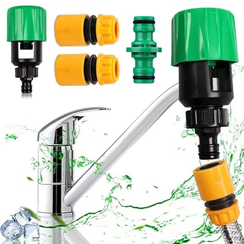 Hose Connector 4 Pcs, Universal Hose Tap Connector, Garden Fitting Hose Pipe Connector, Mixer Tap Hose Connector, Kitchen Tap Hose Pipe Connector, Hose Adapter for Garden Bathroom Outdoor Indoor