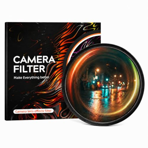 Camera Vortex Effect Filter, 67MM Prism Film Special Effects Glass Lens Photography Accessories for DSLR Cinematice Video and Photo, Filter Pouch Included