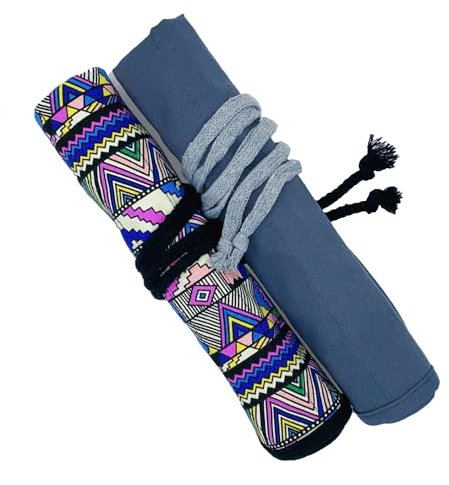 BTFLKNS 2Pack Art Paint Brush Holder, Deluxe Bohemian Style Storage Organizer Roll-Up Case Bag, Protect Artist Acrylic Oil Watercolor Paintbrushes(20 Slot Pockets)