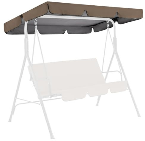 DAGLLGEW Hollywoodschaukel Dachbezug Dach für Hollywoodschaukel 3 Sitzer wasserdicht UV Schutz Außenschwung Sitzplatz Ersatz Oxford Stoff 195 * 125 * 15 cm braun