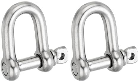 PATIKIL Schraub-Pinschäkel M12 1/2 1764lbs, 2er Pack 304 Edelstahl D-Ring Schäkel für Ketten Drahtseil im Freien, Silber
