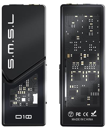 S.M.S.L D10 Audio Portable Mini Decoder Kopfhörerverstärker 2*CS43131 Chip 3.5mm Kopfhöreranschluss und 4.4mm symmetrischer Anschluss 500mW Ausgang DSD256 32Bit/384kHz (schwarz)