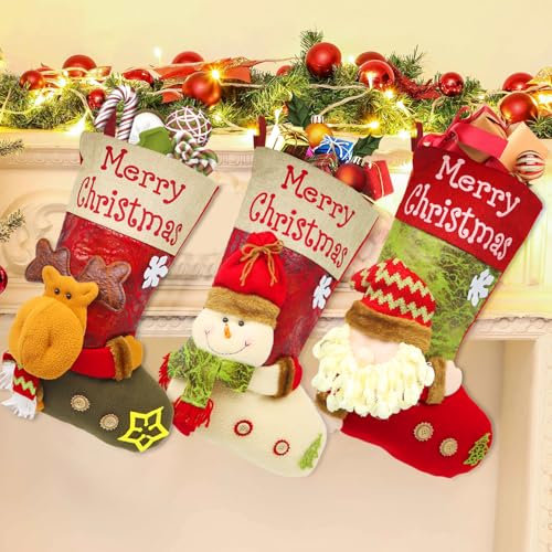 Yasdyri Weihnachtsstrumpf Groß Nikolausstrumpf Weihnachtsdekoration Kamine, Türwände, Weihnachtsbäume Weihnachtsstrümpfe Zum Befüllen Christmas Stocking (rot)