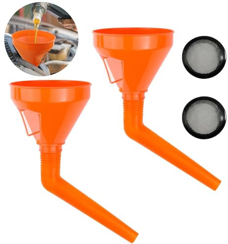 2 Lot de Eentonnoirs Grand Entonnoir de 1,2 Litre Avec Tuyau de Remplissage Filtre en Plastique pour Voiture Entonnoir Universel à Essence Filtre pour Vidange D'huile, Voiture, Atelier