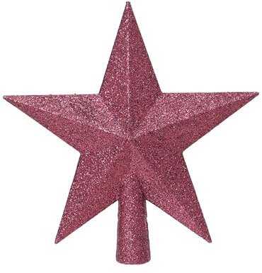 Kaemingk Christbaumspitze Kunststoff 19cm Stern mit Glitzer Weihnachtsbaumspitze - Christbaumschmuck & Weihnachtsbaumschmuck Beere - Granatapfel