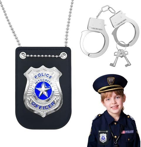 Vordpe 3 Pezzi Accessori per Equipaggiamento della Polizia per Bambini, Accessori per della per feste di Halloween, Giocattoli della Polizia, Cosplay della Carta d'Identità della Polizia