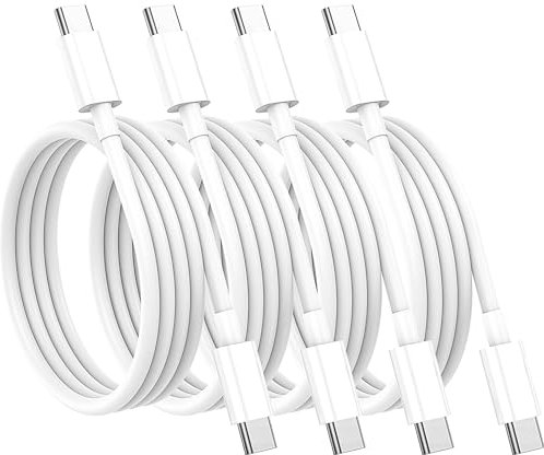 USB C to USB C Cable 60W 2M 4Pack Type C Charger Cable Fast Charge for Apple USBC Charging Lead for iPhone 15/15 Pro/15 Plus/15 Pro Max for MacBook Pro/Air 2020 for iPad Air 5/Pro 2021