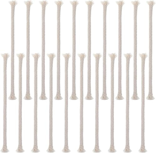 50 Stück 6mm Dochte für Öllampen, Runde geflochtene Baumwolldochte, Ersatzdochte für Fackeln, Alkoholkerzenbrenner, Petroleumlampe und Öllaterne.