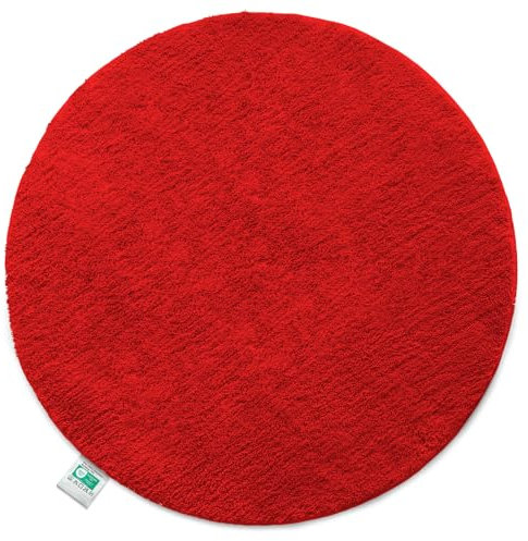 Floordirekt Badematte Sky, Badteppich in Rund, Dichtes, Flauschiges Wohlgefühl für Ihr Zuhause, Badvorleger rutschfest waschbar, schadstoffgeprüft (Rot, 95 cm (Rund))