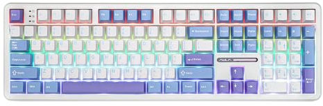 EPOMAKER Aula F108 Teclado Mecánico Inalámbrico para Juegos de Tamaño Completo con Batería de 4000mAh, 108 Teclas Intercambiables en Caliente, RGB, para Mac/PC/Android (Blanco Morado, Greywood V3)