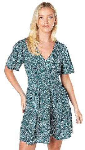 Dorothy Perkins Black Ditsy Angel Sleeve Mini Dress, 14, Black