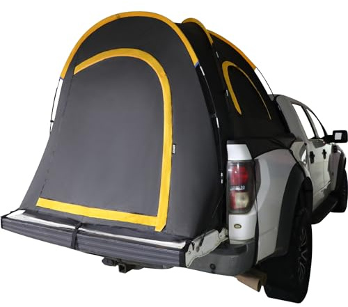 HREFEU Pickup-LKW-Zelt, tragbares LKW-Bettzelt für Camping, wasserdicht, PU2000 mm, doppellagig, für 2 Personen, 1,8 - 1,8 m LKW-Bett, kompakt und volle Größe, normales Bett, langes Bett, Schwarz