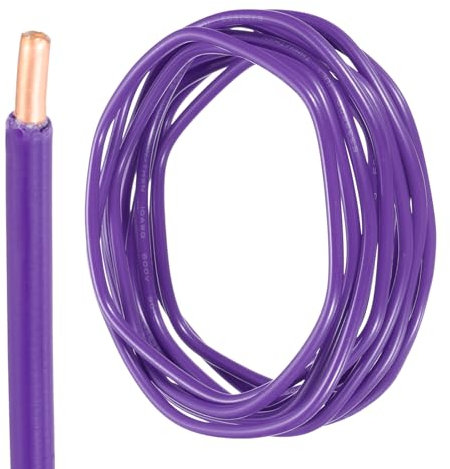 sourcing map 10 Feet Electrical Wire Insulated Solid Copper 10 AWG Hook Up Wire Cable THHN Wire Residential, Industrial, Grounding, Electrical Rated for 600 Volts, UL listed, Purple