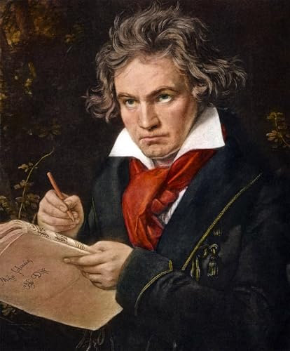 RZHRHJES Moderne Drucke Wandkunst Malerei Bilder Druck Wandgemälde Ludwig Van Beethoven Holding Missa Solemnis von Carl Stieler Poster Bilder für Wanddekoration 60x90cm