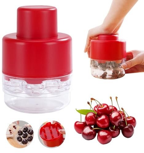 7-Loch-Kirschkernentferner, 2025 Neue Handpresse Kirschentkerner, Kirschentkerner Werkzeug, Schnelle Kernentnahme, für Küche, Picknick (Rot)