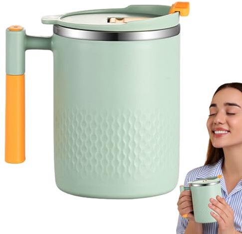 Coffee Tumbler for Women – 450ml Double Wall Insulated Mug with Lid & Handle | Stainless Steel Travel Cup for Coffee, Tea, Milk, Juice Or Ice Water, Stylish Thermal Mug for, Home, Or Gifting