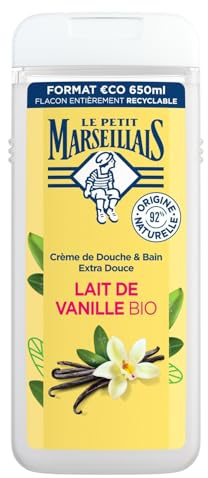 LE PETIT MARSEILLAIS – Gel Douche Hydratant au Lait de Vanille Bio, Douceur et Nutrition (650 mL) - Le Lot De 3