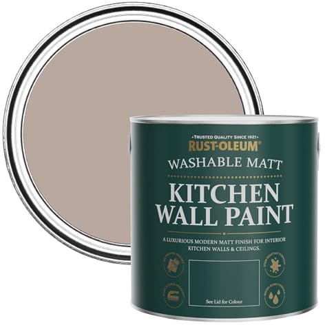 Rust-Oleum Washable Kitchen Wall & Ceiling Paint Paint, Stain, Mould and Moisture Resistant in Matt Finish - Oatfield 2.5 litres