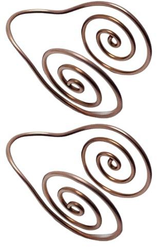2pcs Copper Spiral Hand Rings, Copper Palm Ring Reiki Spiral Hand Rings, Han-d Rin-gs For Reiki With Crystal Gem, Re-iki Energy Men Bracelets For Meditation Healing