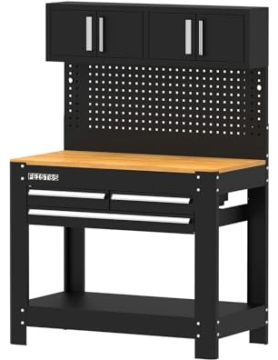 FEISTOS Werkbank Monos 2, 61 cm tief, Schwarz, Multiplex
